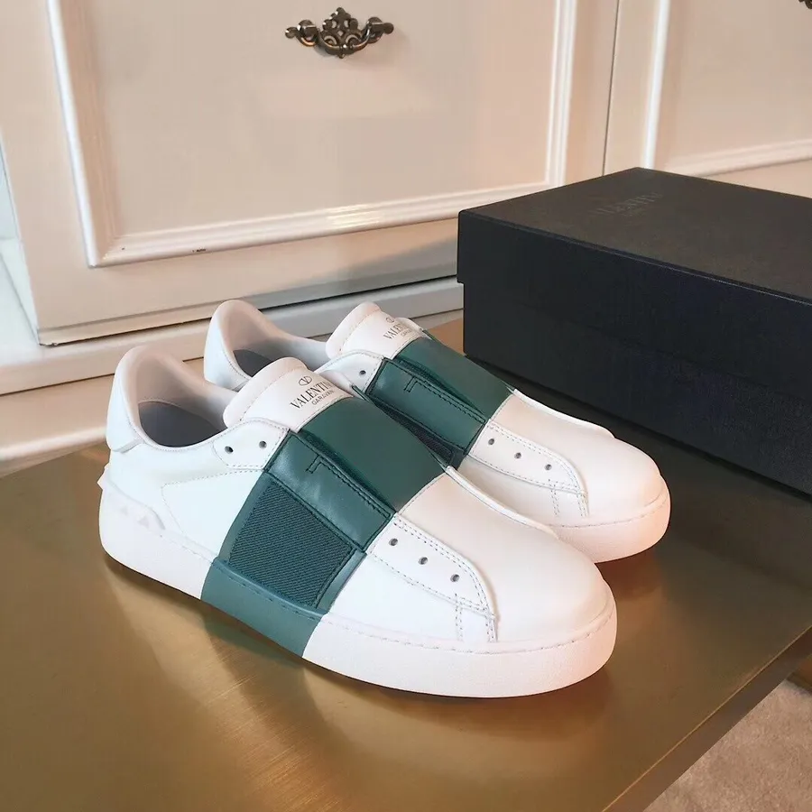 Valentino Slide Aperta In Pelle Di Vitello Collezione Primavera/estate 2019, Bianco/verde Bosco