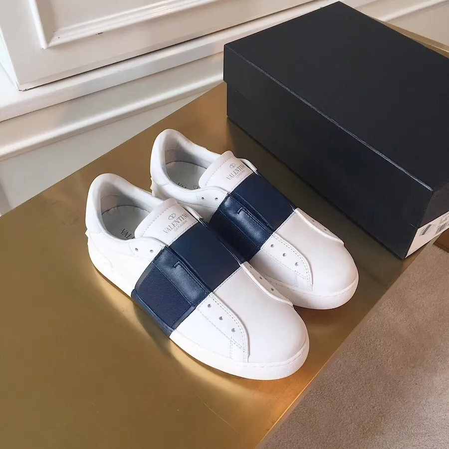 Valentino Slide Aperta In Pelle Di Vitello Collezione Primavera/estate 2019, Bianco/blu Navy