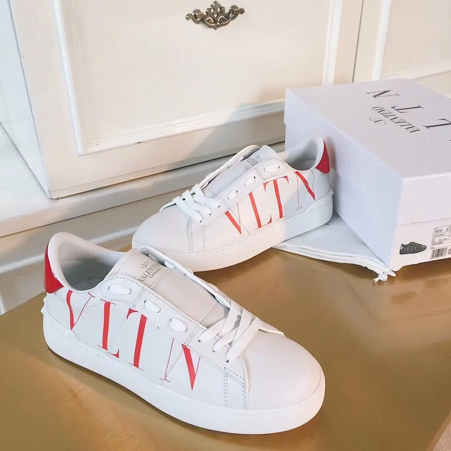 Valentino Vltn Couro De Bezerro Aberto Coleção Primavera/verão 2019, Branco/vermelho