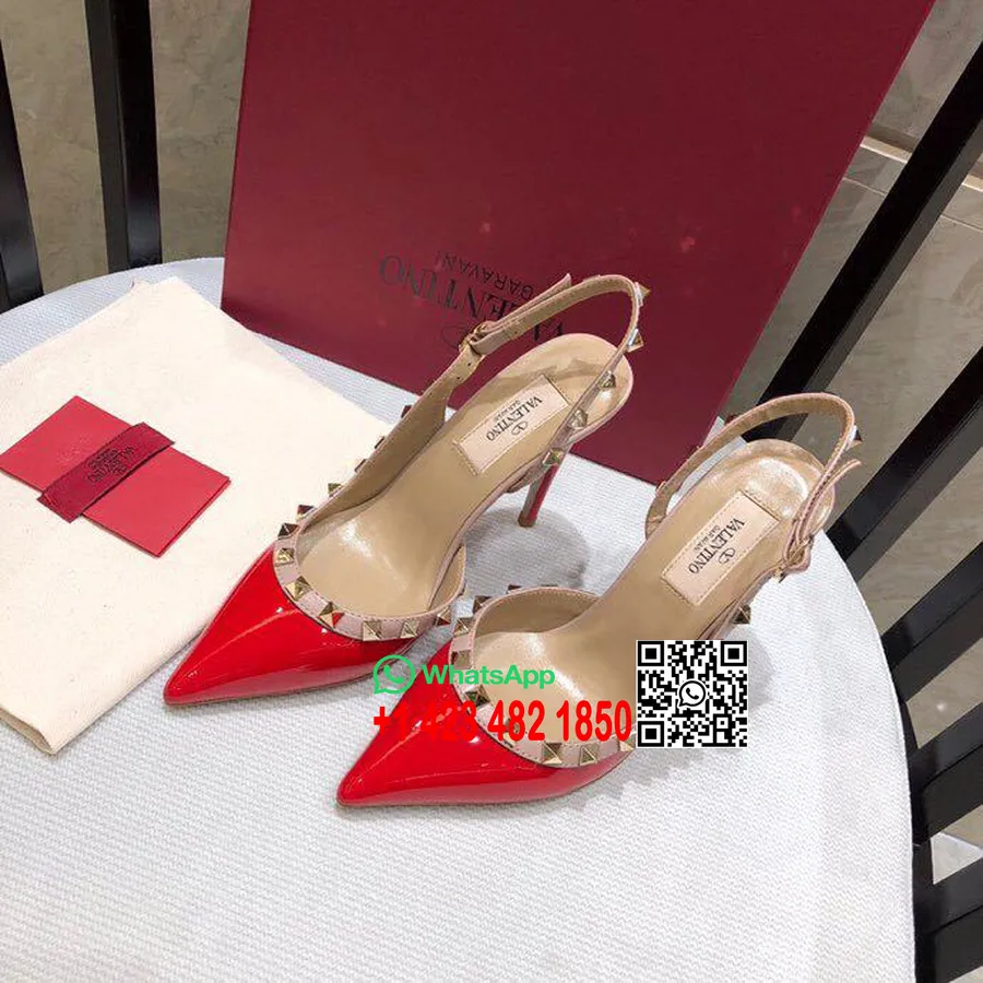 Valentino Rockstud Slingback משאבות פטנט עור עגל קולקציית אביב/קיץ 2019, אדום