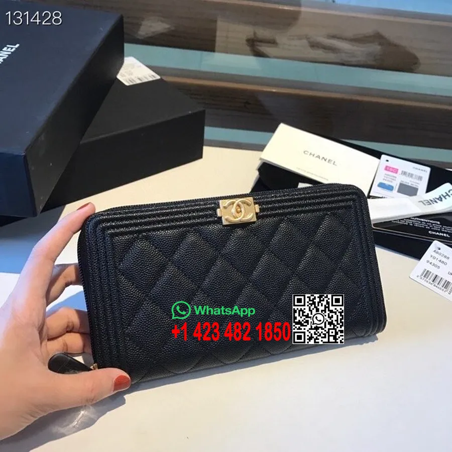 Chanel Leboy Zippy Wallet Gold Hardware Kaviar Leder Herbst/Winter 2020 Kollektion, Schwarz