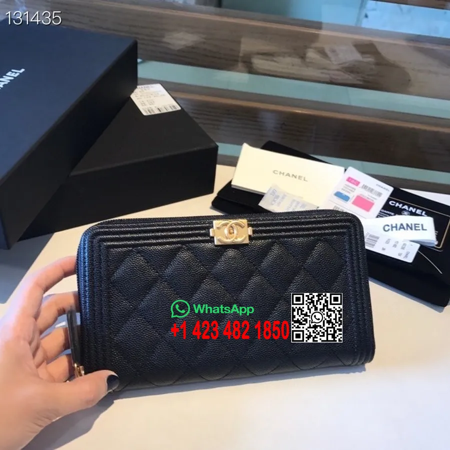 Chanel Leboy Zippy Wallet Gold Hardware Kaviar Leder Herbst/Winter 2020 Kollektion, Schwarz