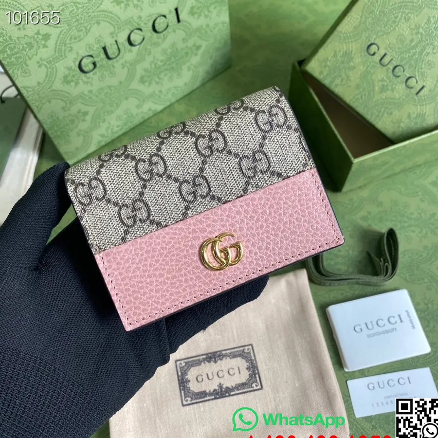 Carteira Gucci Gg Card Case 12cm 658244 Couro De Bezerro Coleção Primavera/verão 2022, Rosa