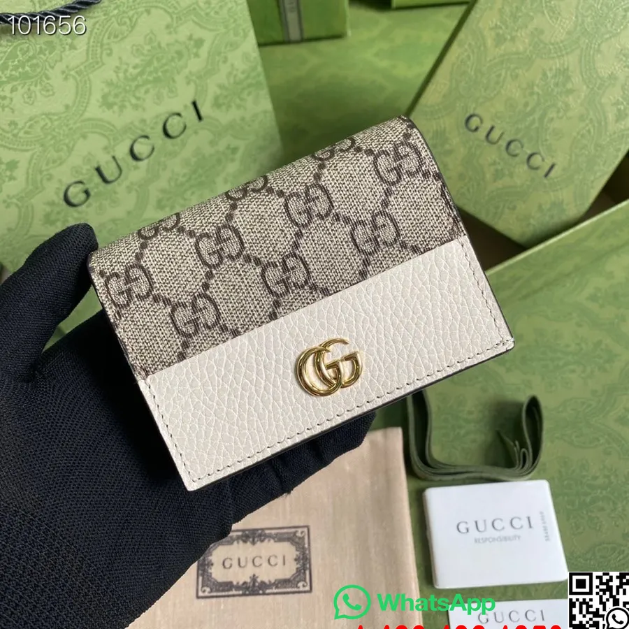 Carteira Gucci Gg Card Case 12cm 658244 Couro De Bezerro Coleção Primavera/verão 2022, Branco