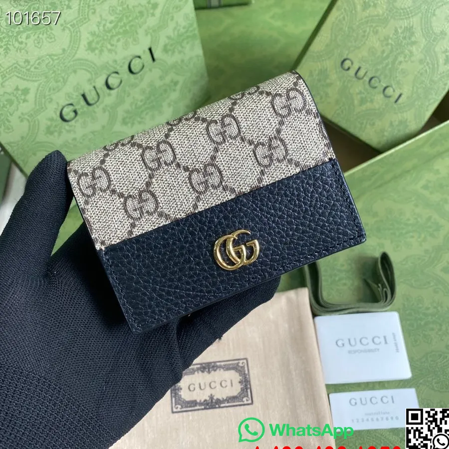 Carteira Gucci Gg Card Case 12cm 658244 Couro De Bezerro Coleção Primavera/verão 2022, Preto