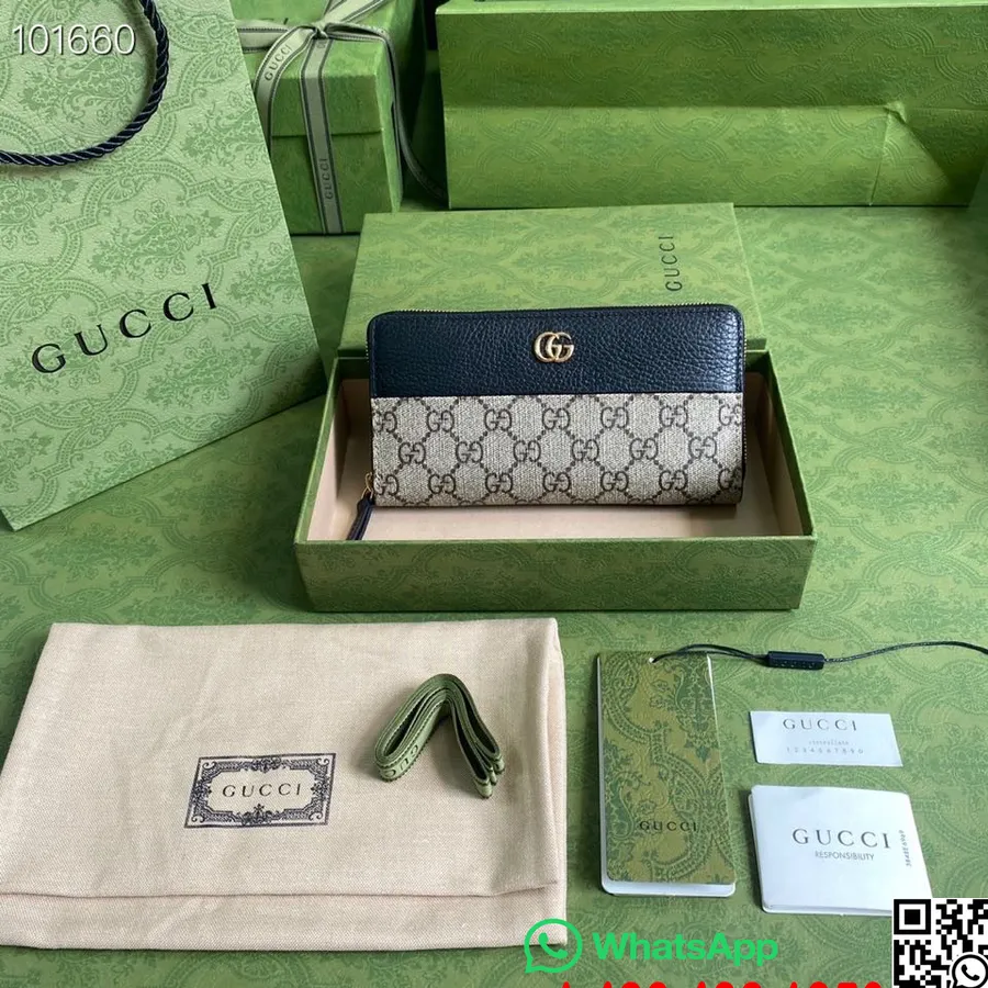 Gucci Gg Rāvējslēdzējs Ap Maciņu 20cm 428736 Gluda Teļa āda Pavasara/vasaras 2022 Kolekcija, Melna