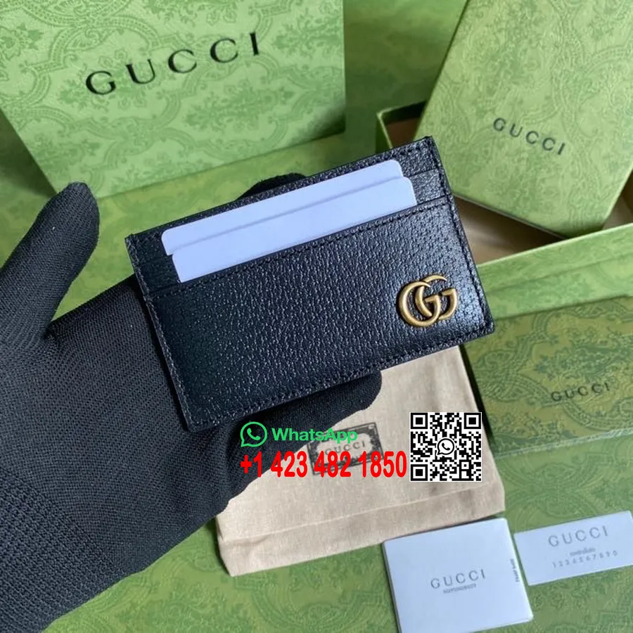 Gucci Gg Marmont Card Case Denarnica 12 Cm 657588 Kolekcija Pomlad/poletje 2022 Zrnato Telečje Usnje, črna