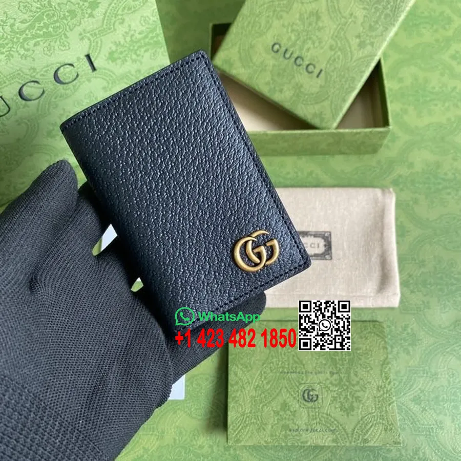 Gucci Gg Marmont Kaardikohver Rahakott 10cm 547075 Teraline Vasikanahk Kevad/suvi 2022 Kollektsioon, Must