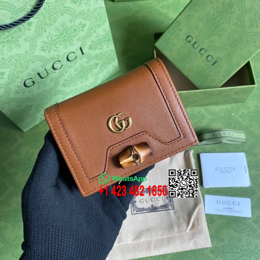 Carteira Gucci Diana Cartão 12cm 658244 Couro De Bezerro Coleção Primavera/verão 2022, Marrom