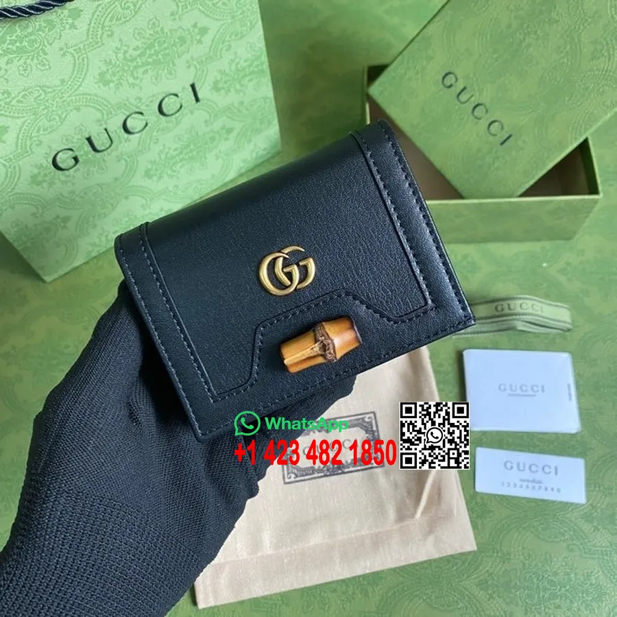 Carteira Gucci Diana Cartão 12cm 658244 Couro De Bezerro Coleção Primavera/verão 2022, Preto