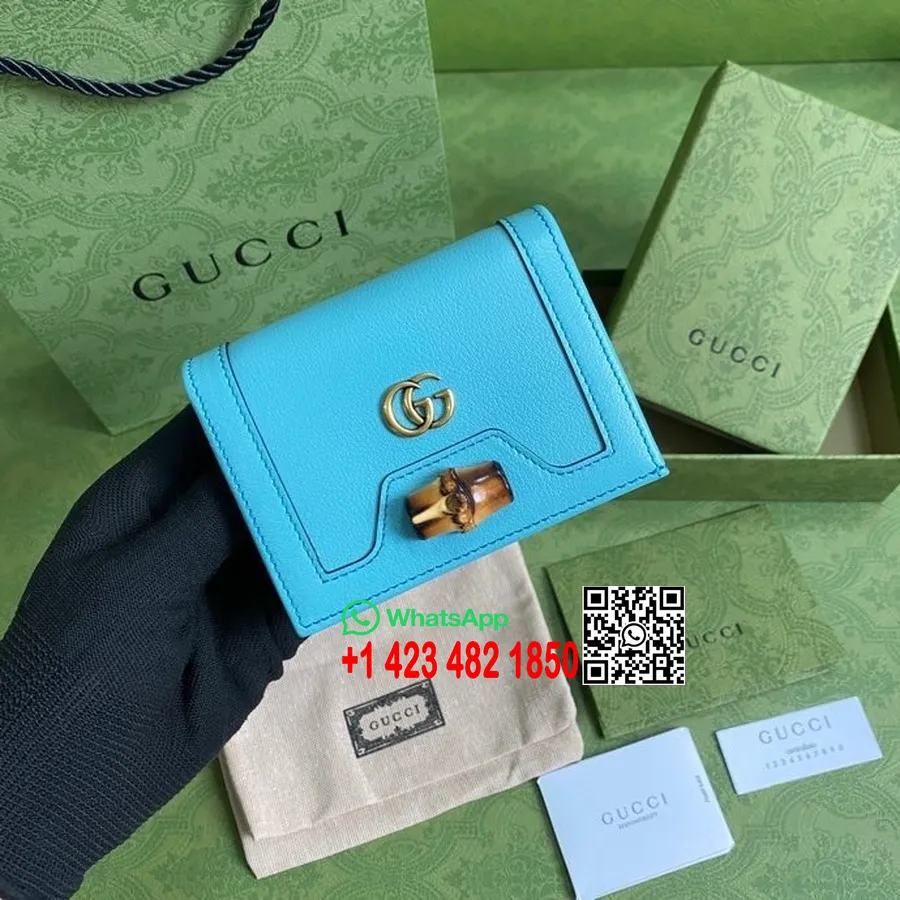 Carteira Gucci Diana Cartão 12cm 658244 Couro De Bezerro Coleção Primavera/verão 2022, Azul