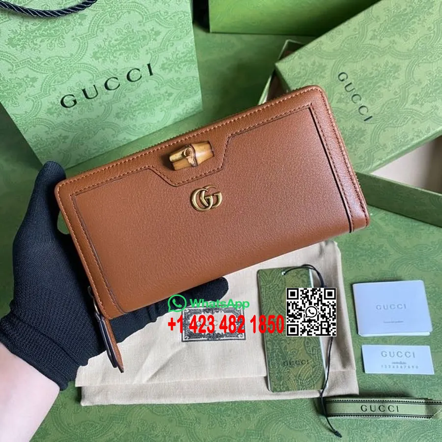 Gucci Diana Kontynentalny Portfel Zapinany Na Zamek 20 Cm 658634 Skóra Cielęca Kolekcja Wiosna/lato 2022, Brązowy