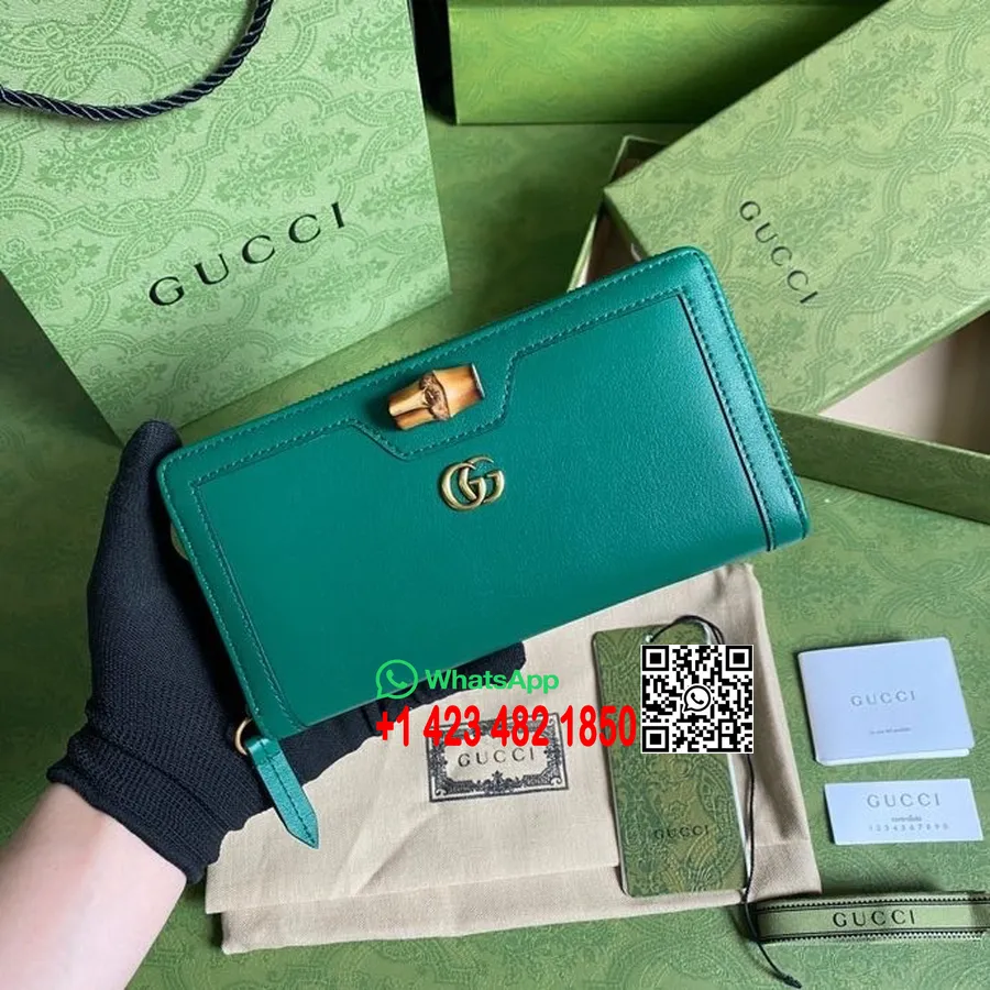 Gucci Diana Continental Portfel Zapinany Na Zamek 20 Cm 658634 Skóra Cielęca, Kolekcja Wiosna/lato 2022, Zielony