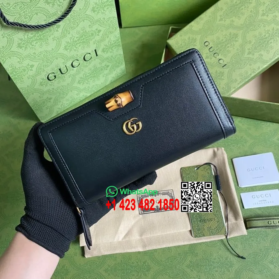 Gucci Diana Kontynentalny Portfel Zapinany Na Zamek 20 Cm 658634 Skóra Cielęca Kolekcja Wiosna/lato 2022, Czarny