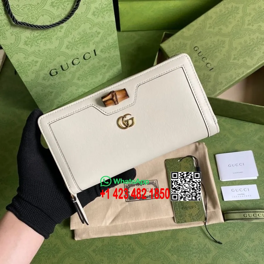 Gucci Diana Kontynentalny Portfel Zapinany Na Zamek 20 Cm 658634 Skóra Cielęca Kolekcja Wiosna/lato 2022, Biały