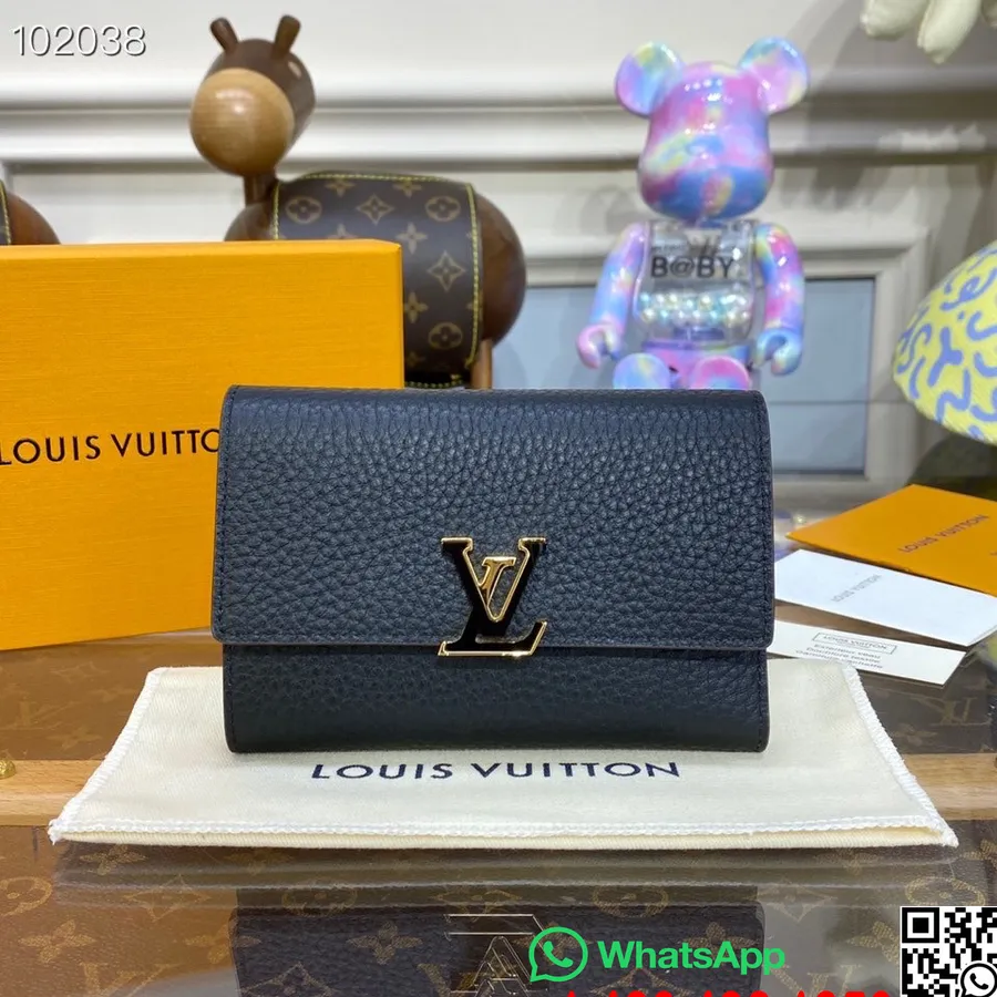 Louis Vuitton Capucines Kompakte Geldbörse 13 Cm Taurillonleder Herbst/winter 2022 Kollektion M62157, Schwarz