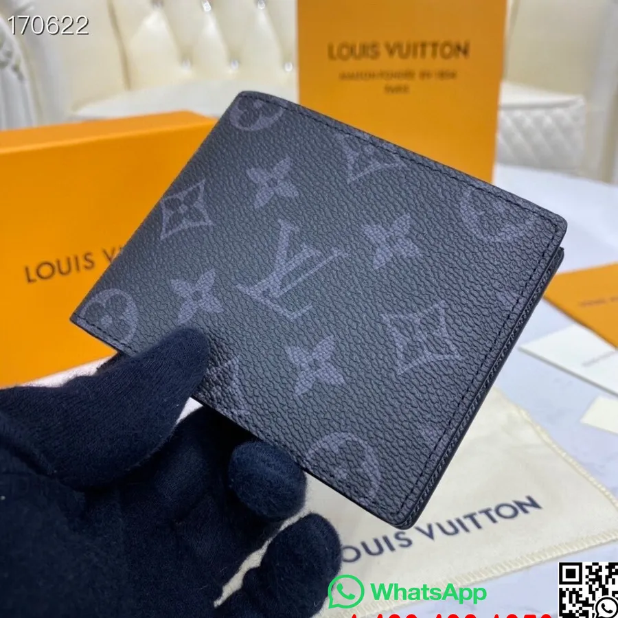 Louis Vuitton Smal Plånbok 12 Cm Monogram Eclipse Canvas Vår/sommar 2020 Kollektion N64002, Svart