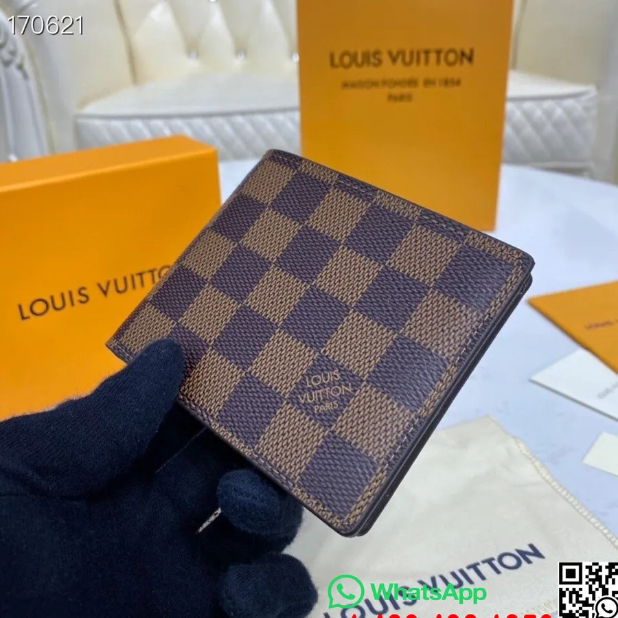 Louis Vuitton Smal Plånbok 12cm Damier Ebene Canvas Vår/sommar 2020 Kollektion N64002, Brun