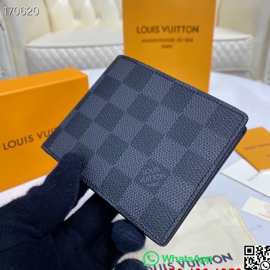 Louis Vuitton тънък портфейл 12cm Damier Graphite Canvas колекция пролет/лято 2020 N64002, черен