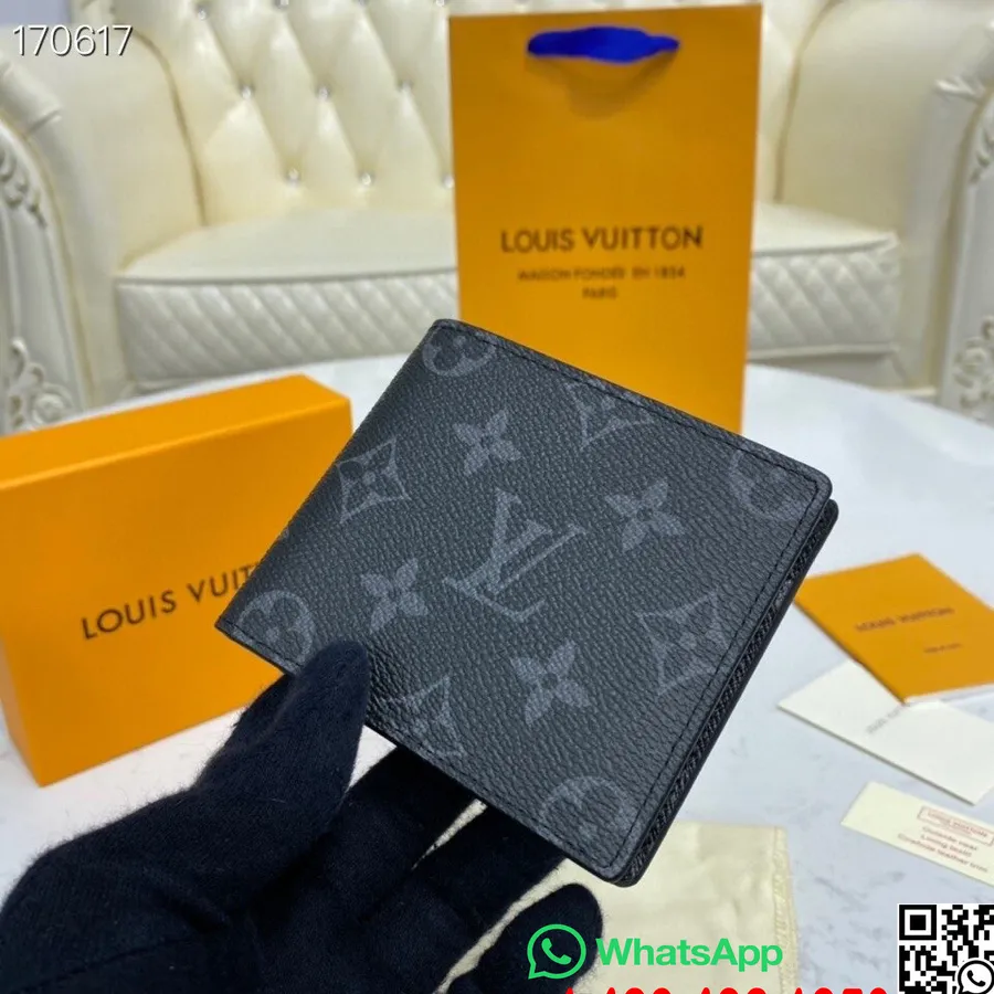 Louis Vuitton Slaids Id Maciņš 12cm Monogramma Eclipse Canvas Pavasara/vasaras 2020 Kolekcija N64002, Melns