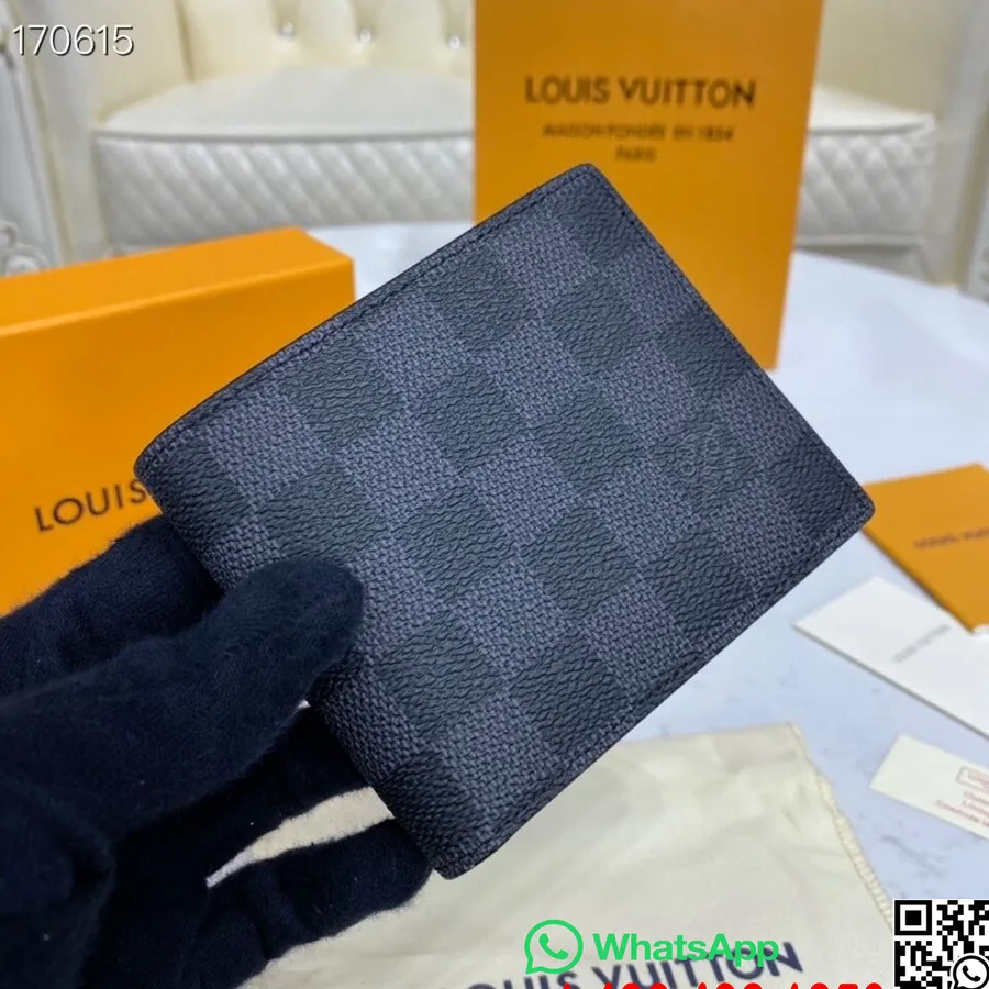 Louis Vuitton Slaids Id Maciņš 12cm Damier Grafīta Audekls Pavasara/vasaras 2020 Kolekcija N64002, Melns