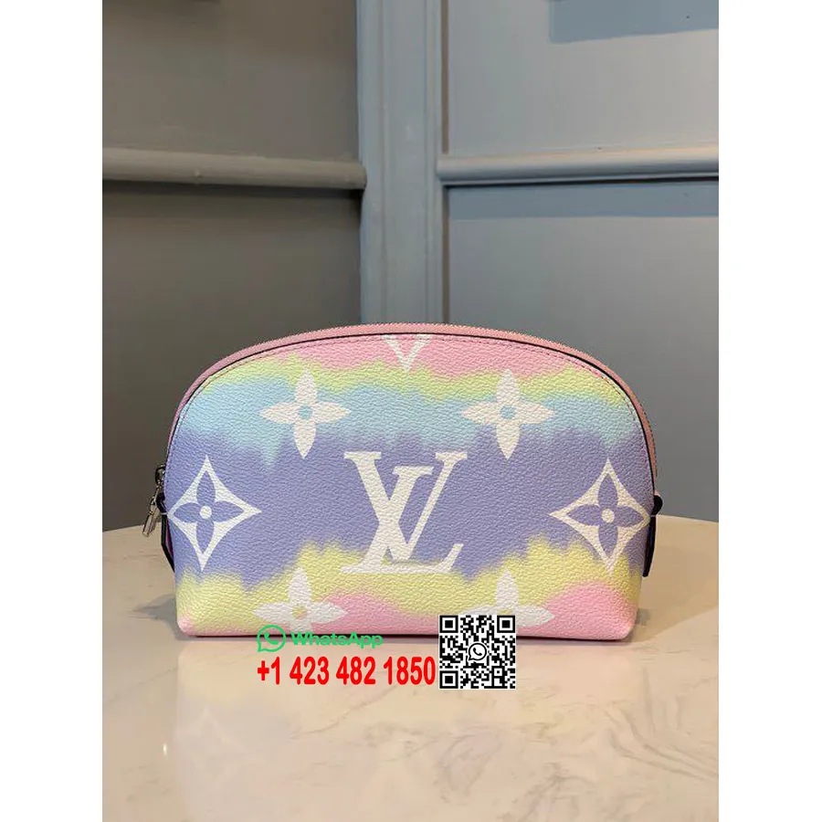 Louis Vuitton Tie Dye Escale Pouch קוסמטי 18 ס"מ מונוגרמה קנבס אביב/קיץ 2020 קולקציית M69139, ורוד פסטל