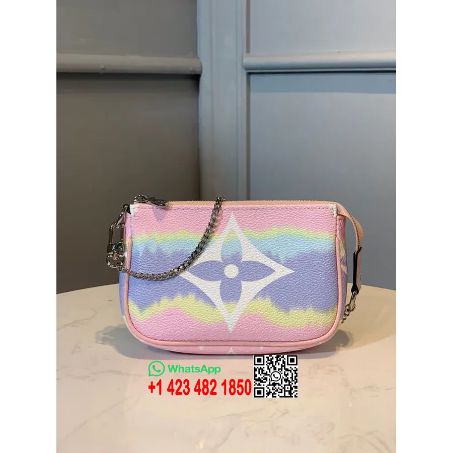 Louis Vuitton Tie Dye Escale Pochette Accessoarer 15cm Monogram Canvas Vår/sommar 2020 Kollektion M69269, Pastellrosa