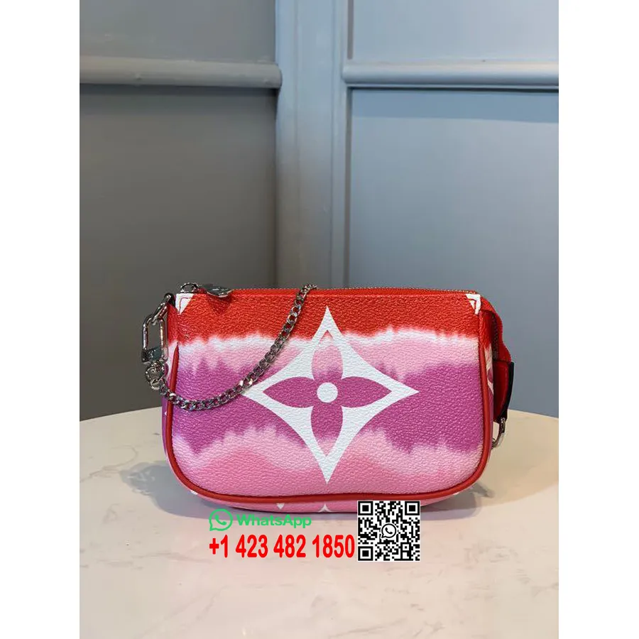 לואי ויטון Tie Dye Escale Pochette אקססוריז 15 ס"מ מונוגרמה קנבס אביב/קיץ 2020 קולקציית M69269, אדום