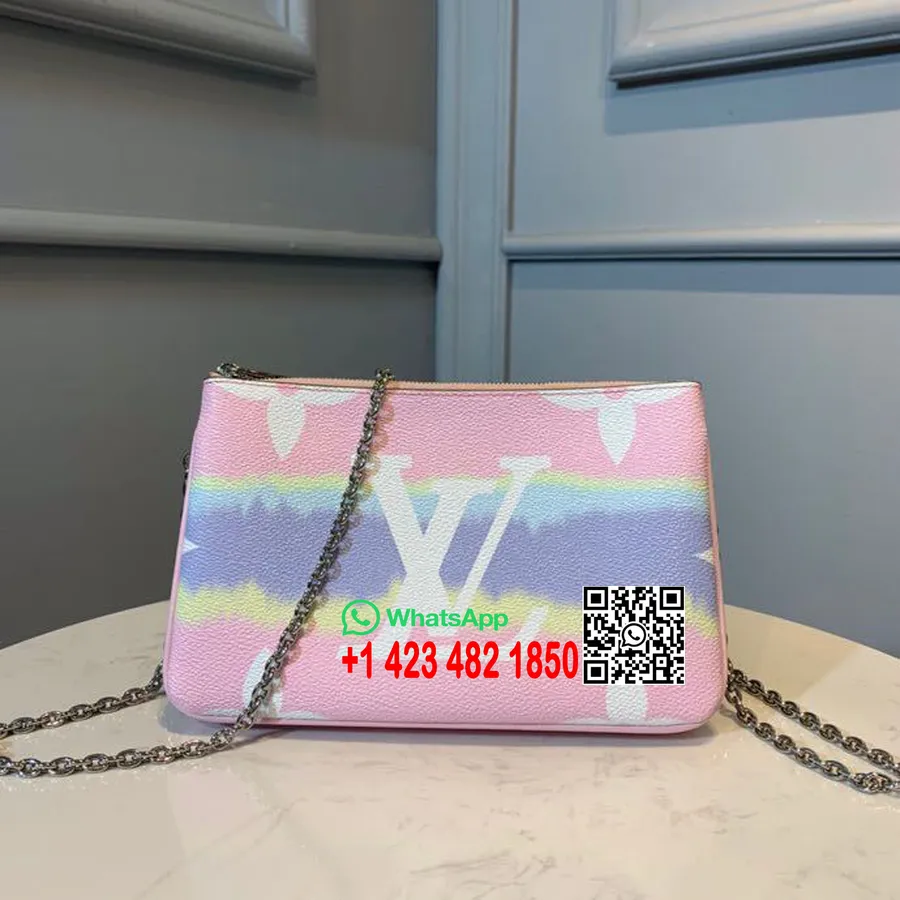 Louis Vuitton Tie Dye Escale Pochette Z Podwójnym Zamkiem 20 Cm Płótno Z Monogramem, Kolekcja Wiosna/lato 2020 M69124, Pastelowy