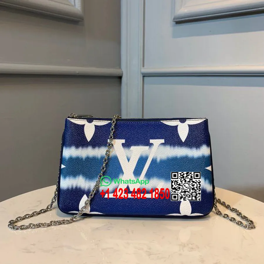 Louis Vuitton Tie Dye Escale Pochette Z Podwójnym Zamkiem 20 Cm Płótno Z Monogramem, Kolekcja Wiosna/lato 2020 M69124, Niebieski