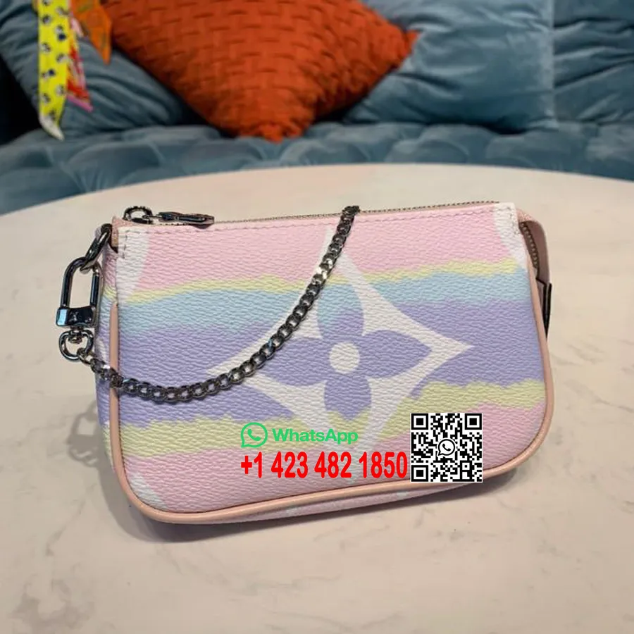 Louis Vuitton Tie Dye Escale αξεσουάρ Pochette μονόγραμμα καμβάς 15cm συλλογή άνοιξη/καλοκαίρι 2020 M69269, παστέλ ροζ