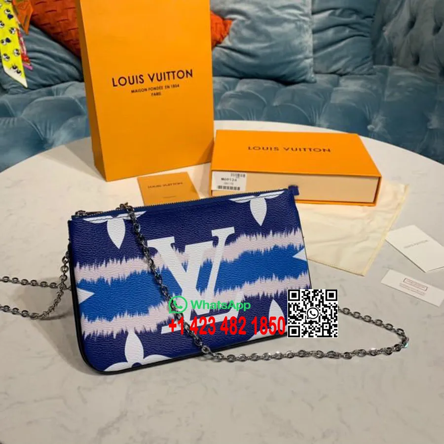 Louis Vuitton Krawat Barwnik Escale Pochette Z Podwójnym Zamkiem 20 Cm Płótno Z Monogramem, Kolekcja Wiosna/lato 2020 M69124, Ni