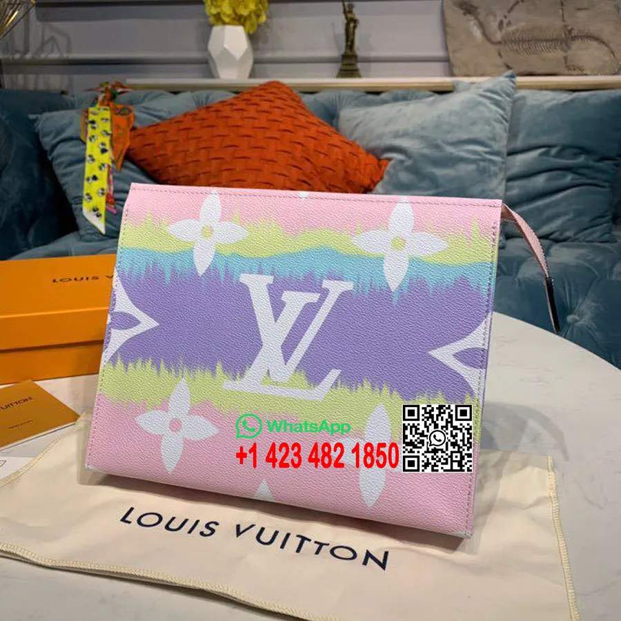 Louis Vuitton Tie Dye Escale Pochette 26 Cm Monograma Lona Primavera / Verão 2020 Coleção M69136, Rosa Pastel