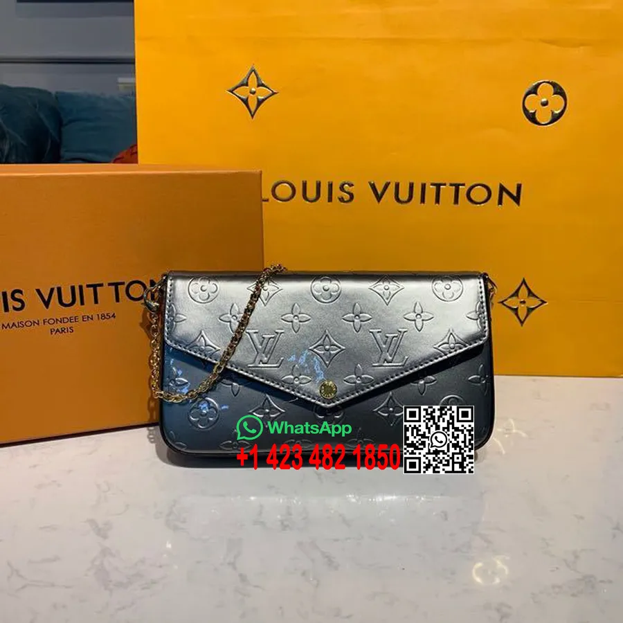 Louis Vuitton Pochette Felicie Monograma Vernis Canvas Coleção Primavera / Verão 2020 M68648, Cinza