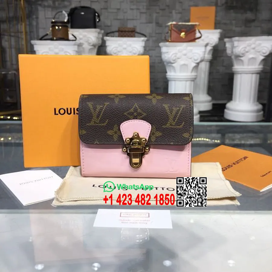 Louis Vuitton Kiraz Ağacı Kompakt Cüzdan Miroir Vernis/monogram Tuval 18cm Ilkbahar/yaz 2019 Koleksiyonu M61911, Açık Pembe