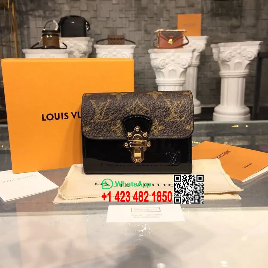 Louis Vuitton Kiraz Ağacı Kompakt Cüzdan Miroir Vernis/monogram Tuval 18 Cm Ilkbahar/yaz 2019 Koleksiyonu M61911, Siyah