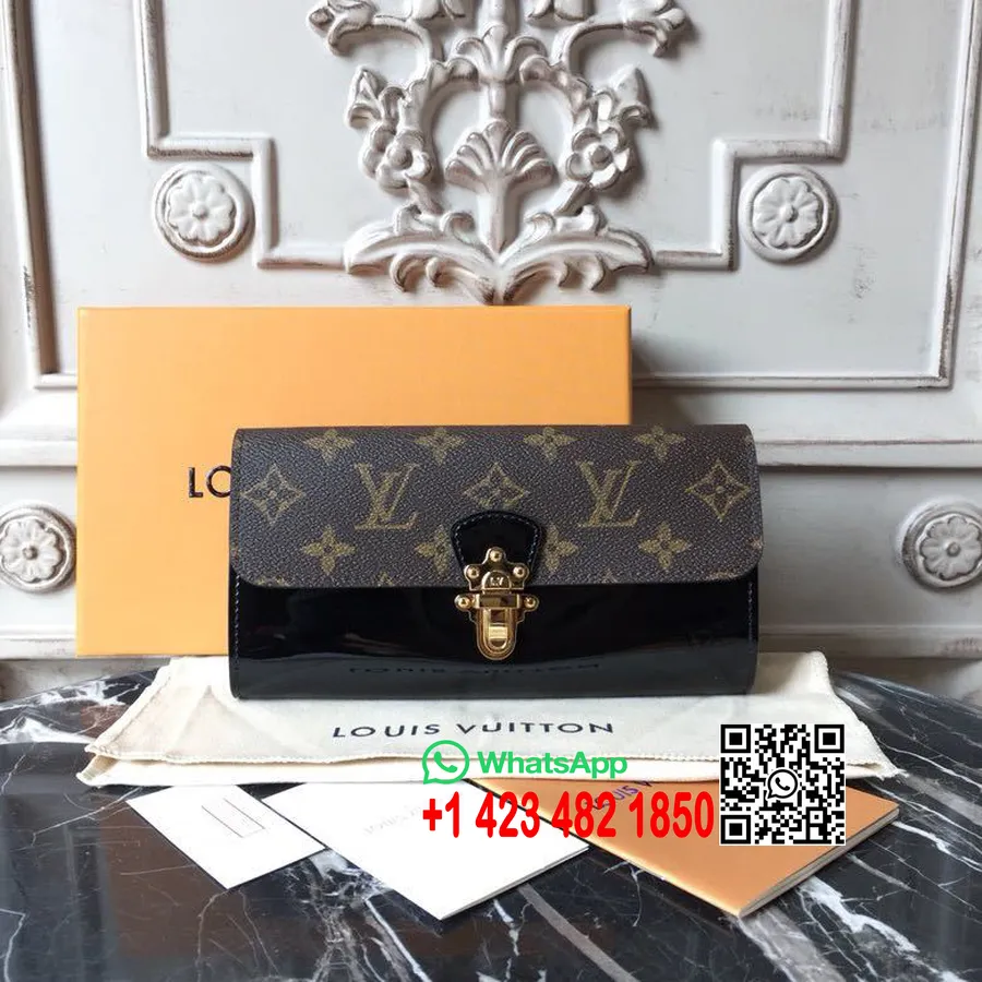 Carteira Louis Vuitton Cerejeira Miroir Vernis/tela Monograma 18 Cm Coleção Primavera/verão 2019 M62558, Preta