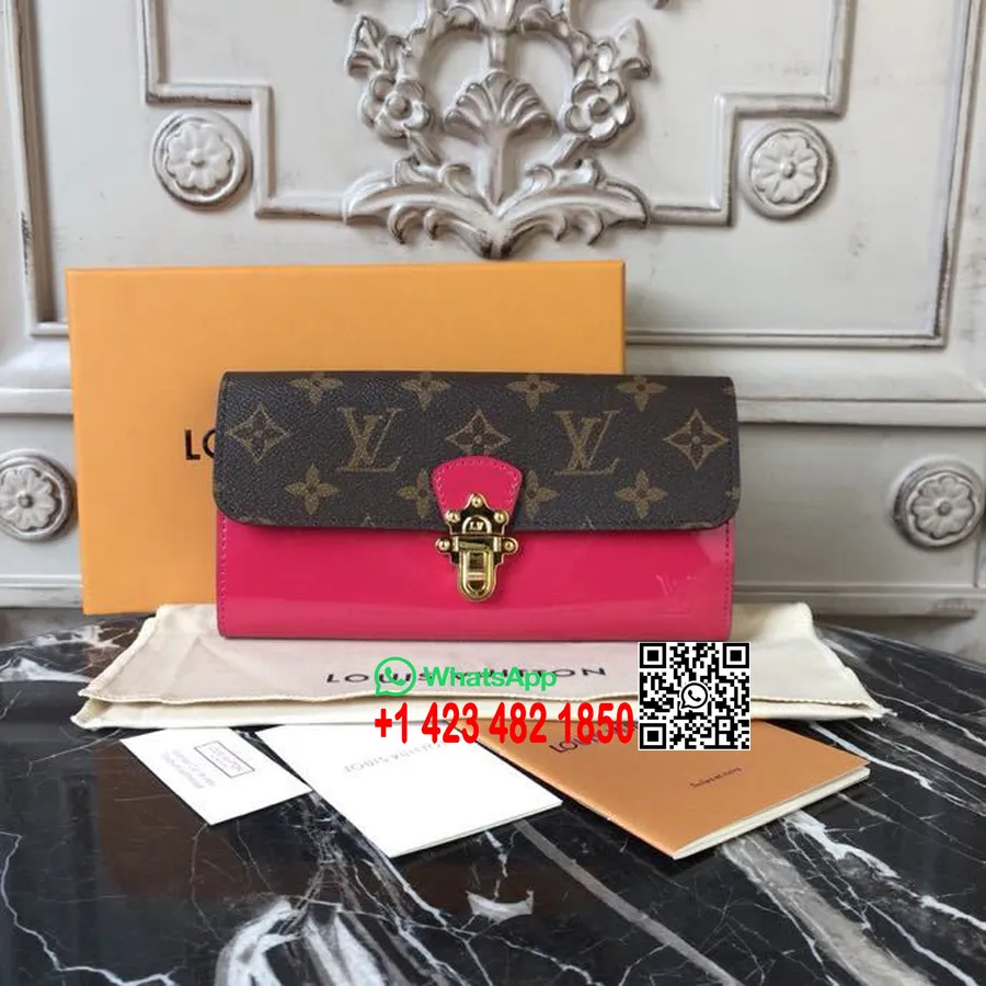 Louis Vuitton Kirsikkapuu Lompakko Miroir Vernis/monogrammikangas 18cm Kevät/kesä 2019 Mallisto M62558, Fuksia