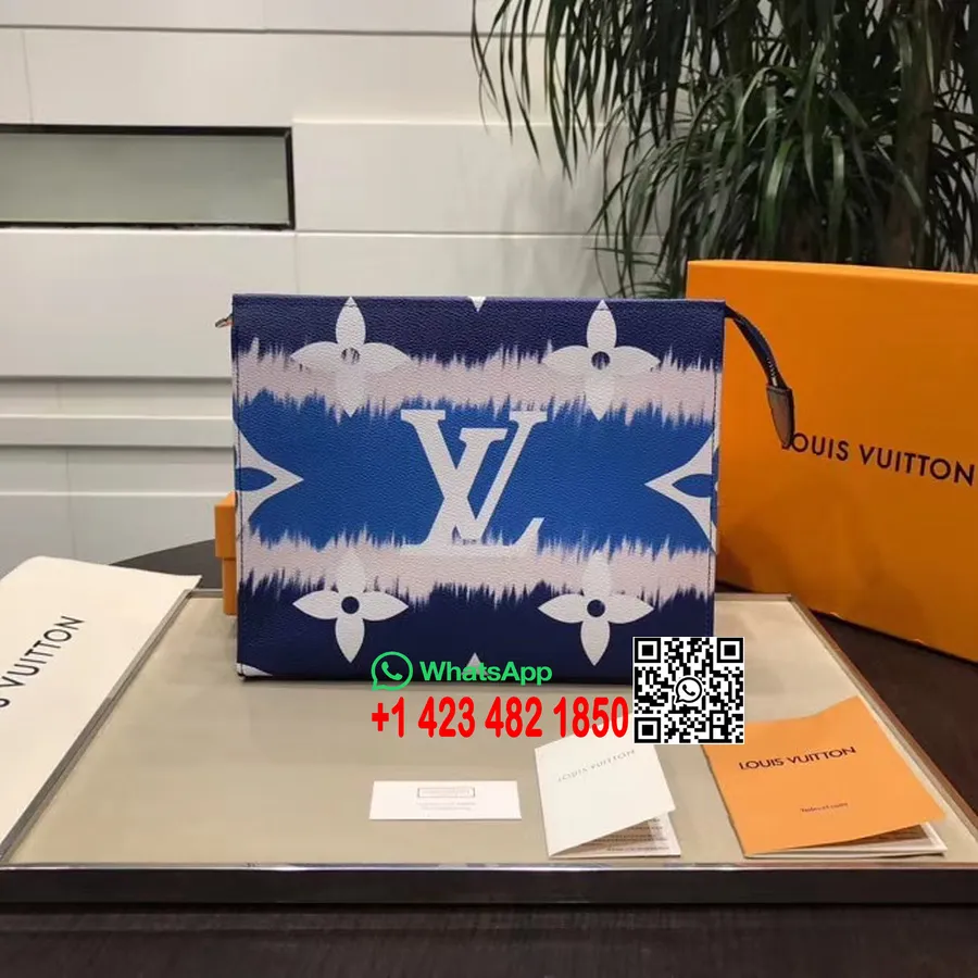 Louis Vuitton Tuvalet Poşeti 25cm Monogram Dev Tuval İlkbahar/Yaz 2020 Koleksiyonu M69136, Mavi