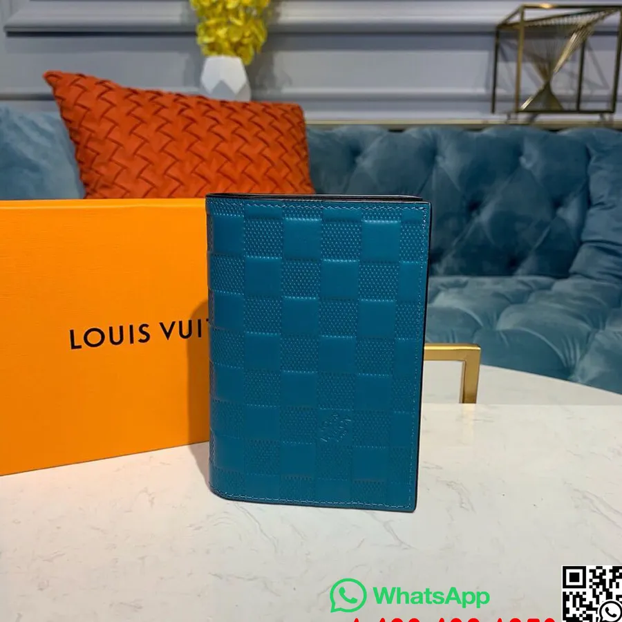 Custodia Per Passaporto Louis Vuitton 14 Cm Tela Damier Infini Collezione Primavera/estate 2019 N60181, Verde Acqua