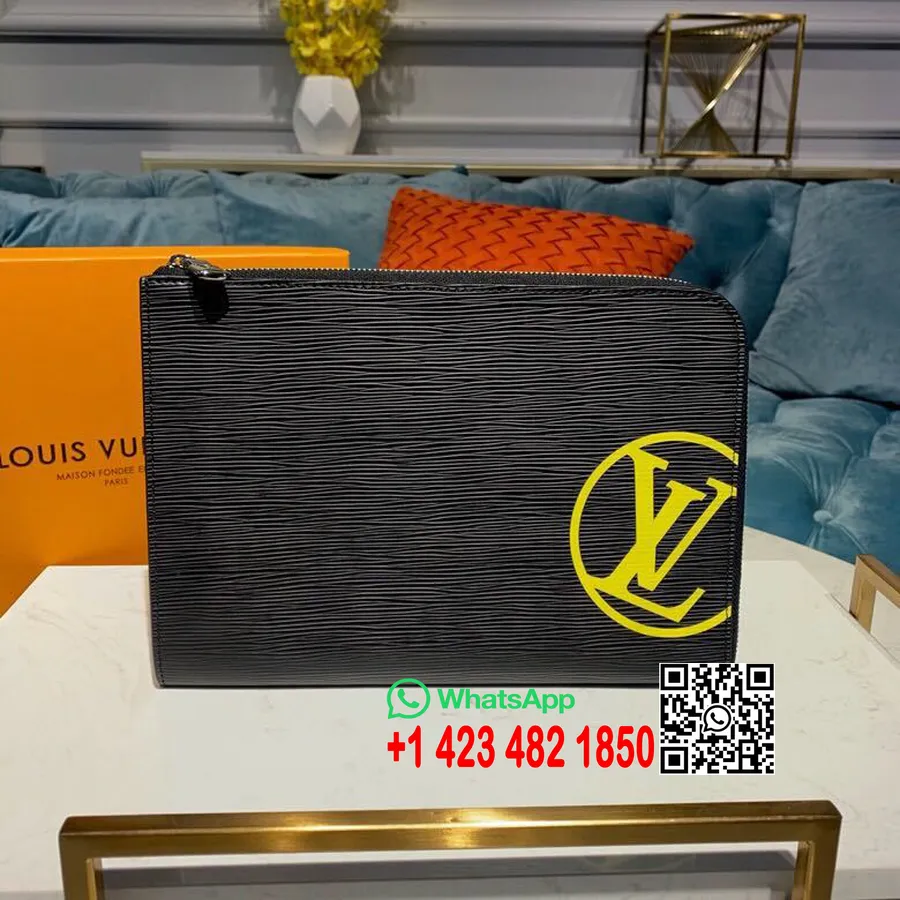 Клатч Louis Vuitton Jour Pm 26см Epi Canvas, коллекция весна/лето 2019 M60113, нуар/кислотно-зеленый