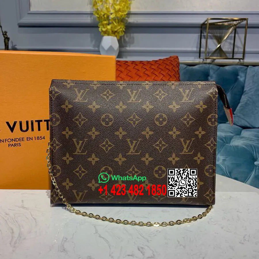 Louis Vuitton Tualetes Piederumu Maciņš 26cm Monogramma Audekls Pavasara/vasaras 2019 Kolekcija M47542, Bēšs