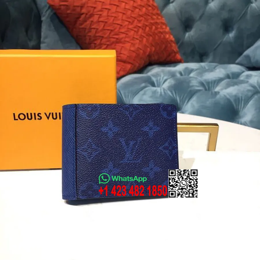 Portefeuille Multiple Louis Vuitton 12cm Toile Monogram Cobalt Collection Printemps/été 2019 M30299, Bleu Marine