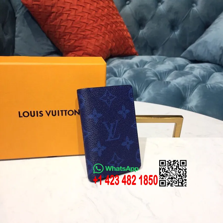 Louis Vuitton Pocket Organizer Portemonnee 12cm Monogram Kobalt Canvas Lente/zomer 2019 Collectie N60163, Marineblauw