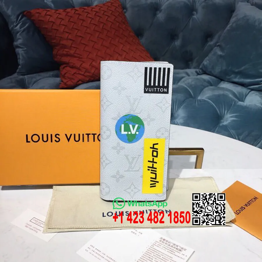 Louis Vuitton Brazza Cüzdan 20cm Monogram Antarktika Tuval Ilkbahar/yaz 2019 Koleksiyonu M67822, Beyaz