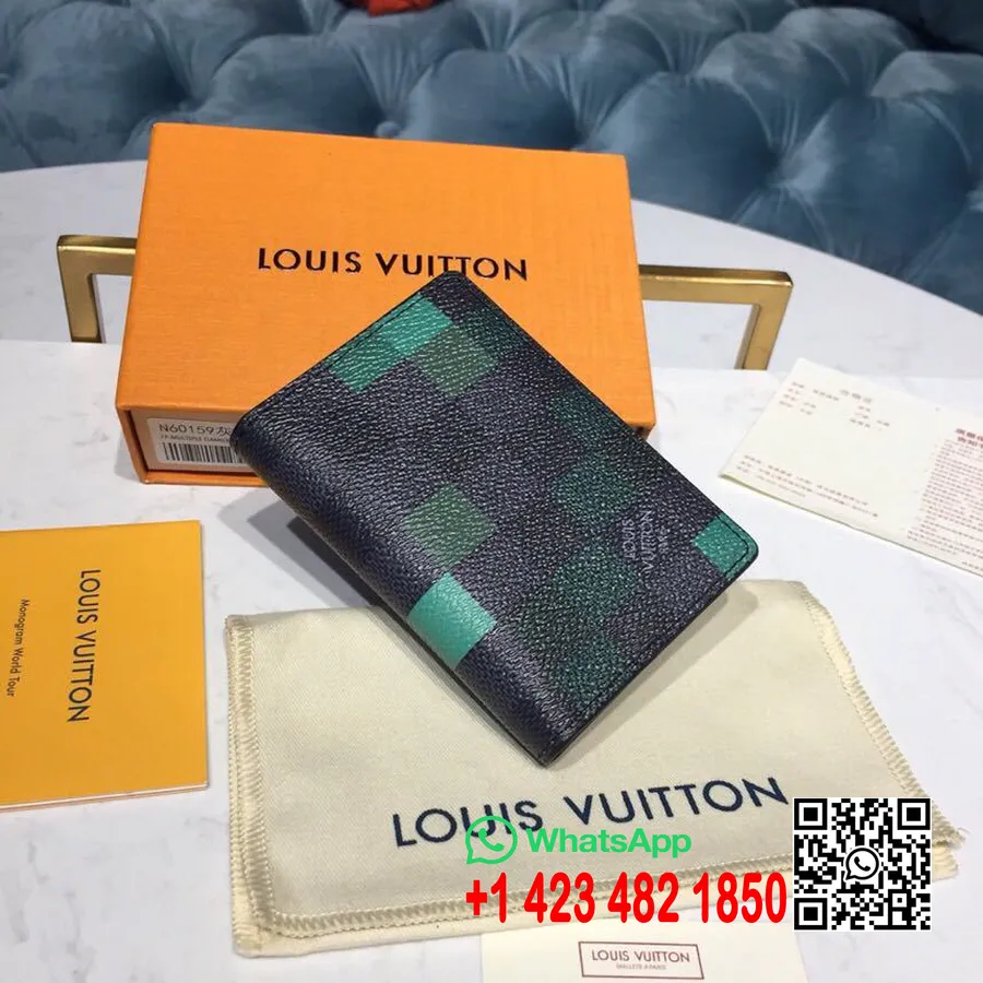 Organizer Tascabile Louis Vuitton 12 Cm Tela Damier Graphite Pixel Collezione Primavera/estate 2019 N60159, Verde