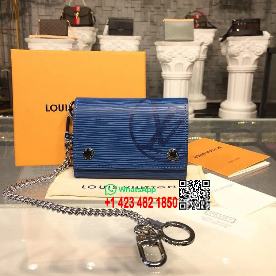 Louis Vuitton Rivets Chain Wallet Epi Canvas Rudens/ziemas 2018 Kolekcija M63510, Navy