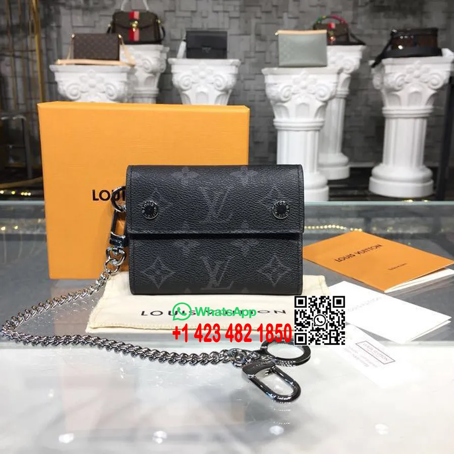 Louis Vuitton Rivetti Portafoglio Con Catena Monogram Eclipse Tela Collezione Autunno/inverno 2018 M63510, Nero