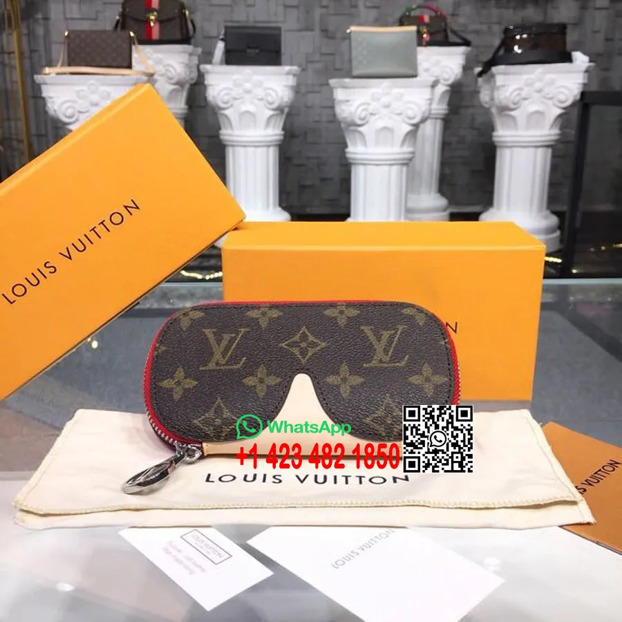 Louis Vuitton Emilie Kotak Kacamata Monogram Kanvas Koleksi Musim Gugur/dingin 2018 Gi0196, Merah