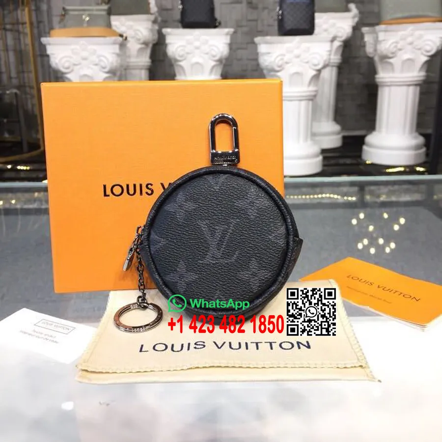 Louis Vuitton Monogrammi Pussilaukku Koru Ja Avaimenperä Monogrammi Eclipse Canvas Syksy/talvi 2018 Kokoelma M62796 Harmaa